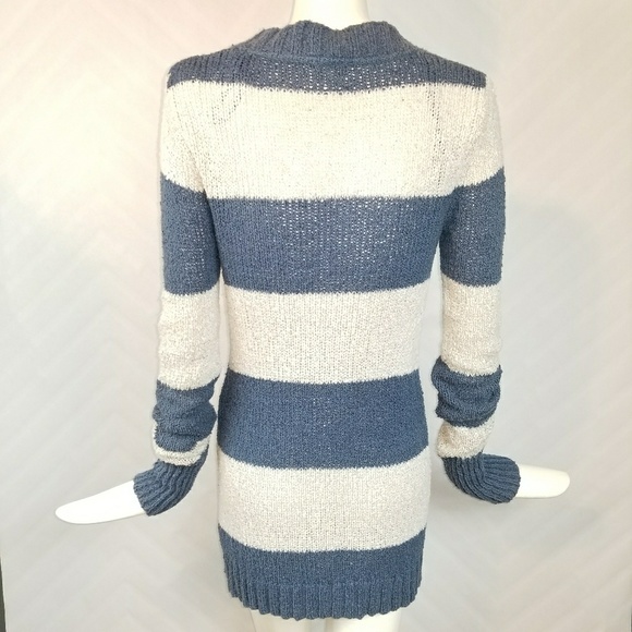 Roxy Blue White Stripe Cardigan Long Sleeves Small - Picture 2 of 5